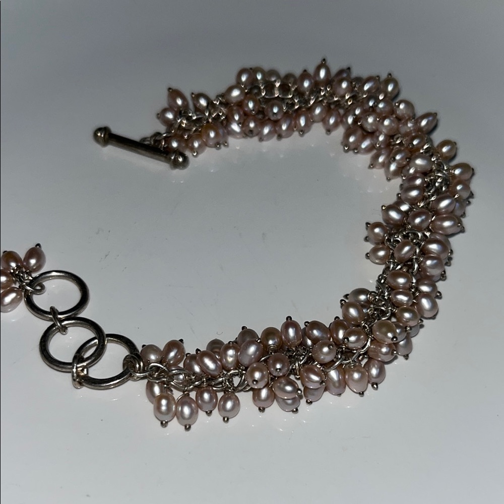 Elegant Freshwater Pearl Cluster Bracelet. Sterling silver - Picture 7 of 7